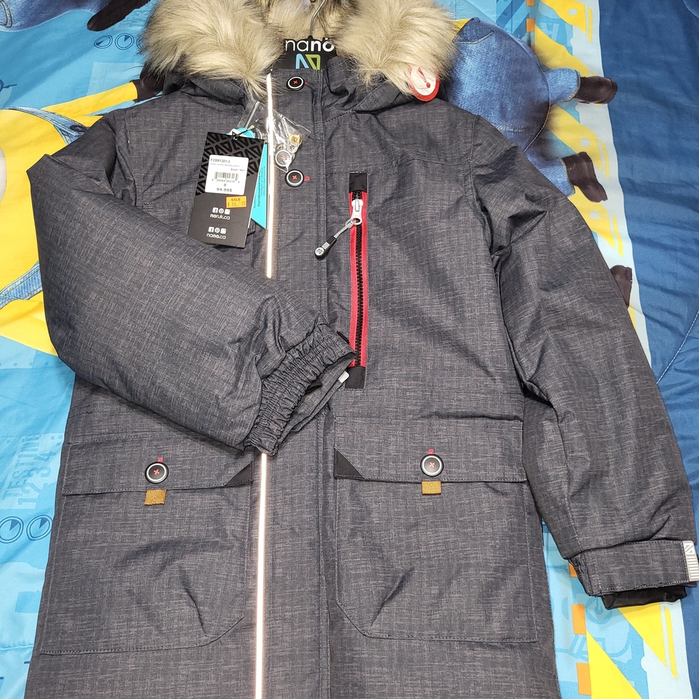Nano Gray Winter Coat with Fur Hood